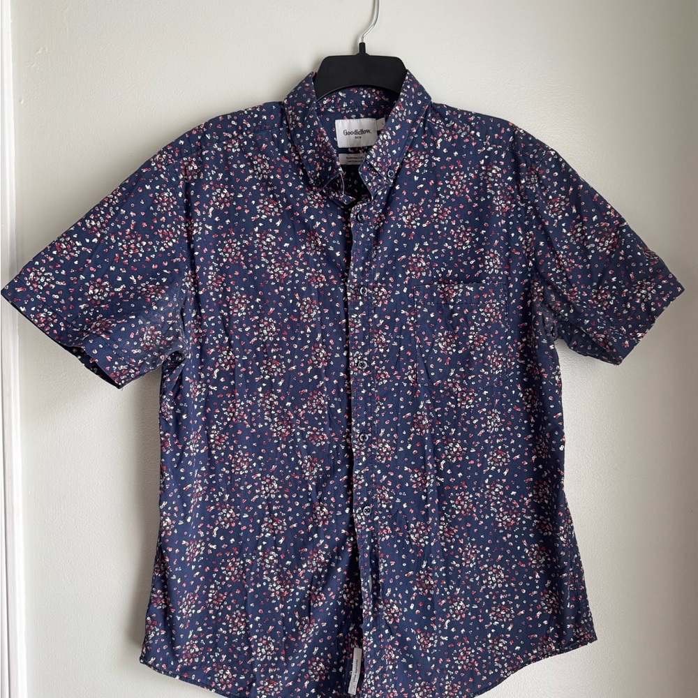 Men's Blue Floral Button Down Shirt